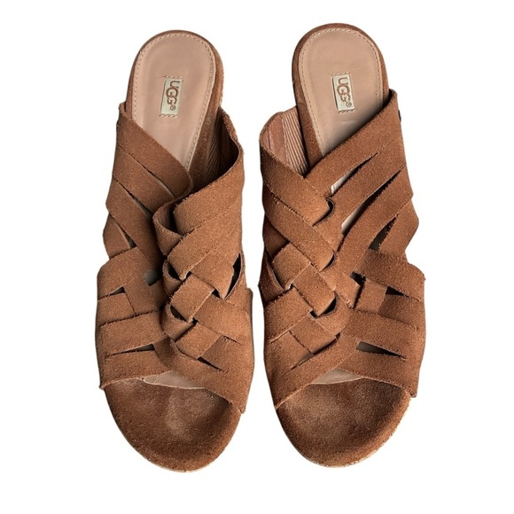 UGG Brown Marta Wedge Sandals with Cork Wedge Heel Size 10 - Picture 7 of 13